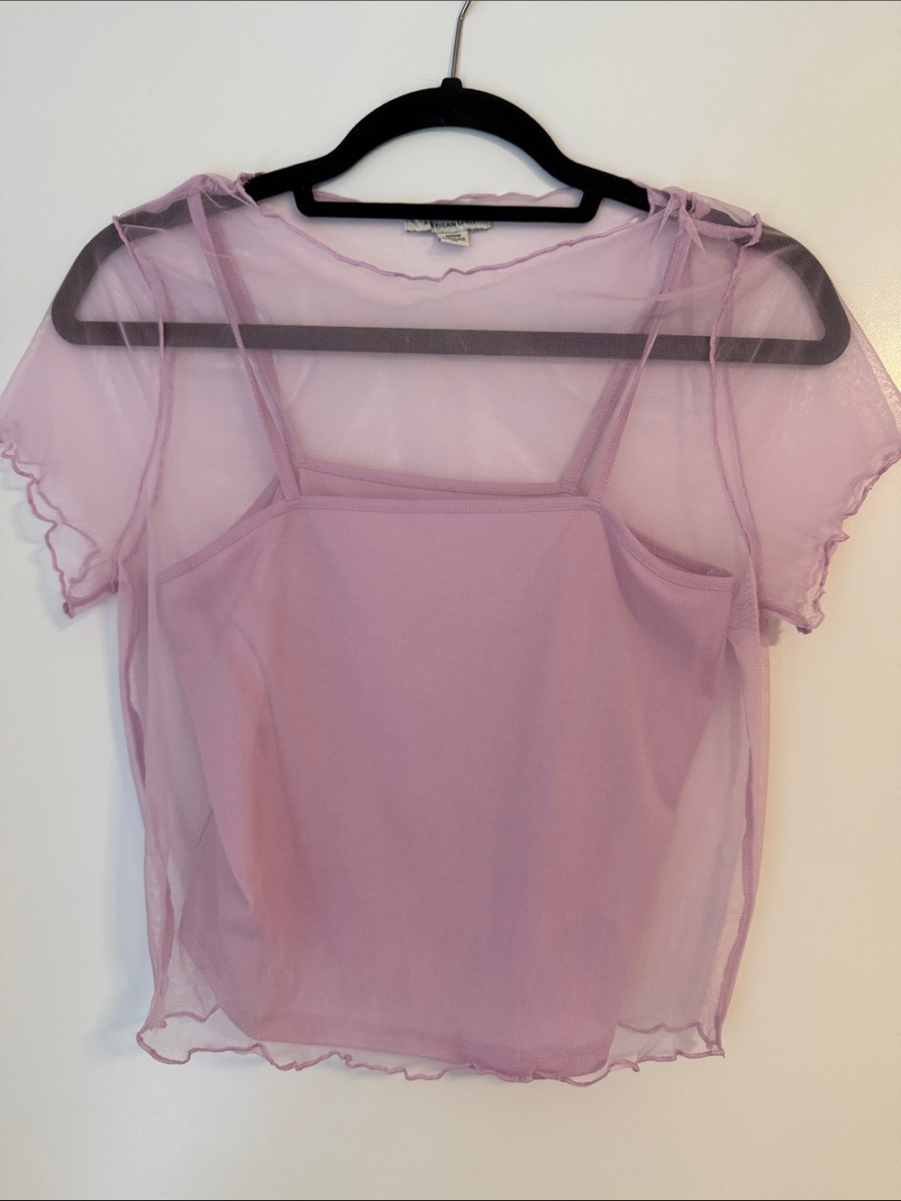American Eagle Sheer Lavender Mesh Layered Tank Top